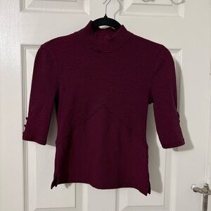 Free People We the Free Say Goodbye Mock Neck Fitted Stretch-Knit Top Retro XS